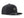 Black colored Rover premium performance fitted hat from Hatchet Headwear pictured with a white foreground and background.  Hat features a color matched Black rubber logo patch with the Hatchet Headwear logo (mountains, tent, and  hatchet above the word 